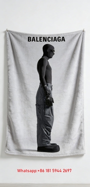 Balenciaga Techwear Style Print Fleece Throw Blanket BA461